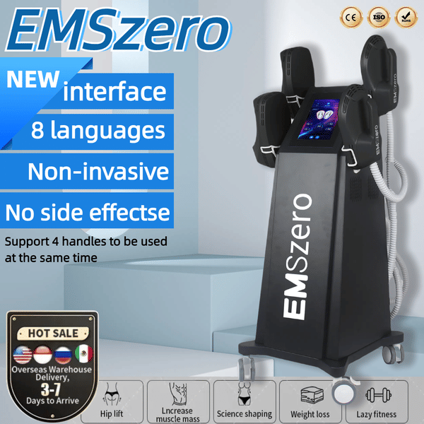 EMSzero MYOslim Slimming Fat Loss Electro Magnetic Stimulation Body Sculpting and Muscle Building Machine 4 Handles 200HZ 6500W HIEMT RF EMS Sculpting Machine