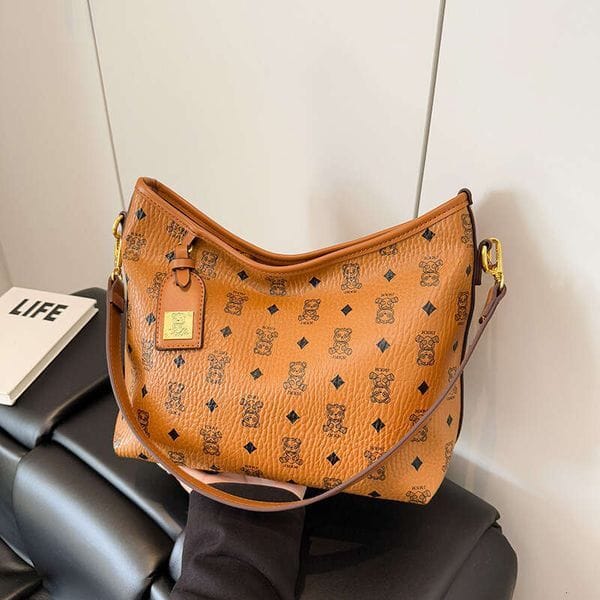 Color: Brown - Luxury Shoulder Bags for Women Designer Bags 2025 New Pattern Printed Large Capacity Tote Bag Stylish Shoulder Crossbody Brown Bag
