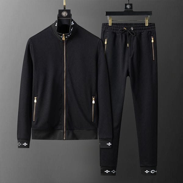 Color: Beige - Size: M - Tracksuit men Mens Tracksuits Sweatshirt Joggers Suits Designer Sportswear Jogging Sportsuits Casual Long sleeved 2 pcs Set Sportspants Zip up hoodie Jacket