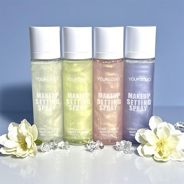 Color: Multicolor - Foundation Primer Professional No Logo Sweatproof Vegan Makeup Cosmetic Finishing Spray Mist Long Lasting Shimmer Setting Spray DH-SM102