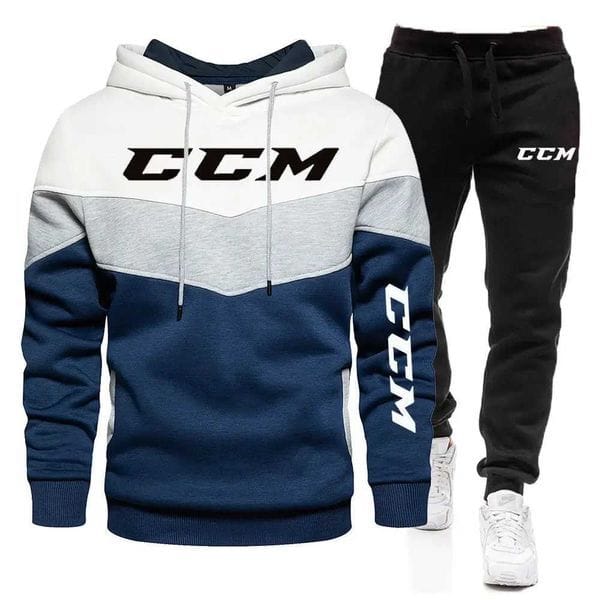 Color: Brown Blacksetw - Size: XXL - New 2022 CCM print Men Zipper Hoodies SweatshirtSweatpants Suit Autumn Winter Warm Tracksuit Sets Mens Hooded Outwear L250919YTQQ