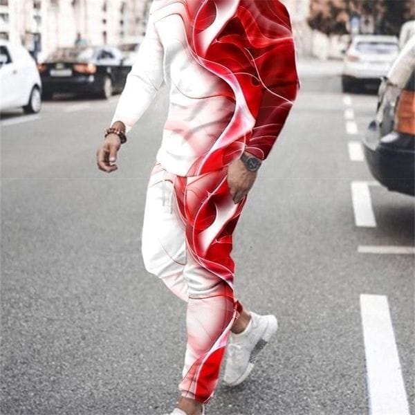Color: White - Size: 3XL - Men's Tracksuits Men's Clothing Sets Fashion Must-Have Activewear 3D Printed Long Sleeve T-Shirts Men's Pullovers Casual Sweatpants Set 221006