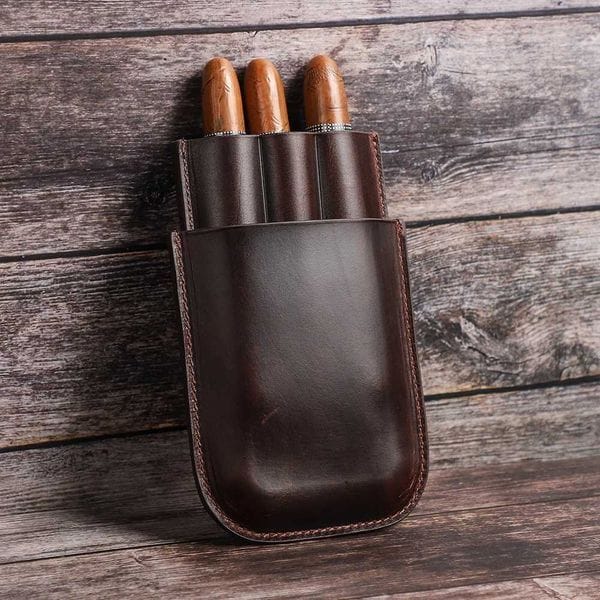Genuine Leather Cigar Case Multiple Cigars Sets Storage Portable Cigar Humidor Box for Travel Gift for Man Father Y251008
