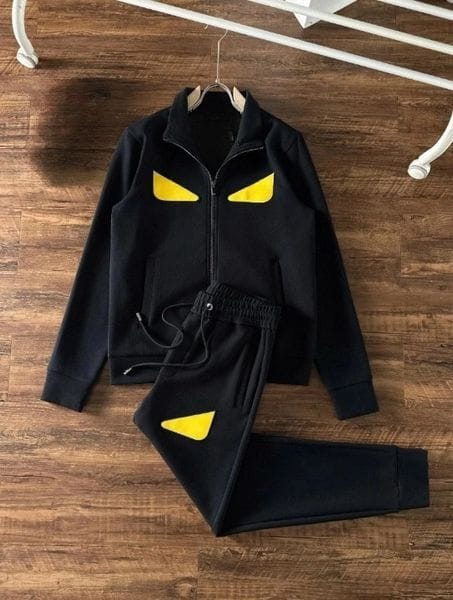 Color: Black - Size: 2XL - Designer men's hoodie set FD Hoodie jacket, comfortable fabric, fashionable and good-looking cut, trendy set