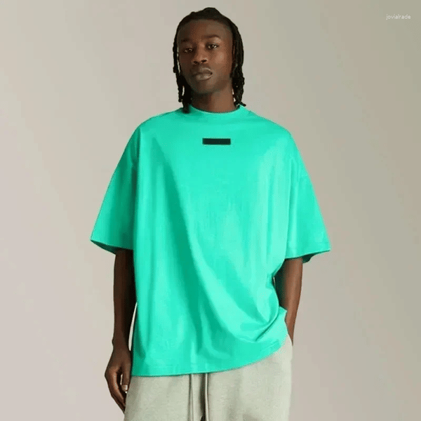 Color: Thin leaved green 2 - Size: S - Men's Tracksuits 24SS Classic Brand T-shirt Luxury Design 3D Silicone Letter Short Sleeve Couple High Street Loose Set