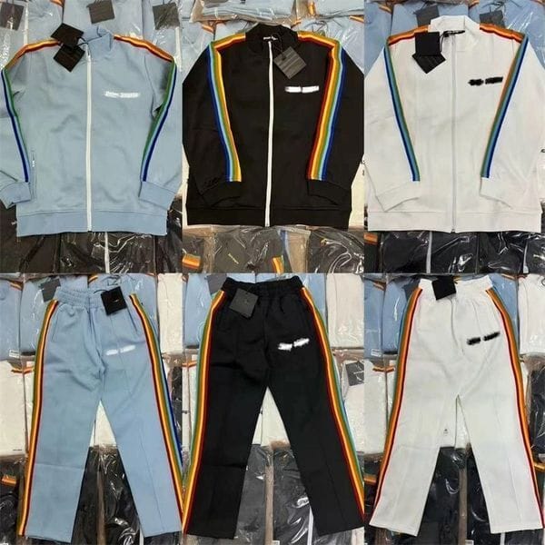 Color: Black - Size: XL - Mens Womens Tracksuits Leisure Suit Casual Suits Designer Embroidery Letter Unisex Stripes Sports Jacket Coat Trousers Suit Pantsuit S-XL
