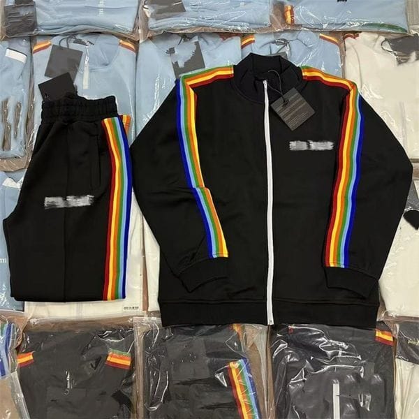 Color: White - Size: S - Designer Tracksuits Leisure Suit Casual Suits Embroidery Letter Unisex Stripes Sports Jacket Coat Trousers Suit Pantsuit S-XL