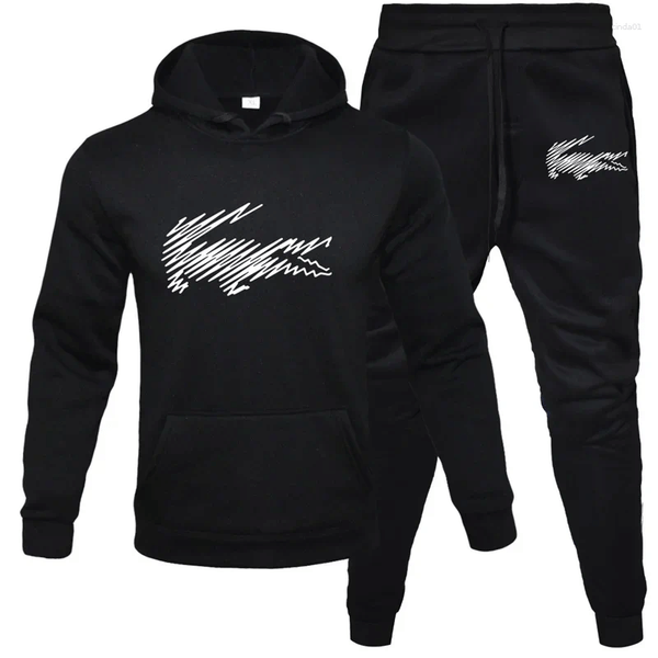 Color: A4 - Size: L - Mens Tracksuits 2024 Fashion Casual Zipper Outdoor Fitness Jogging Hooded Sets Sports Luxury Hoodie Pants Suit Clothing T251021