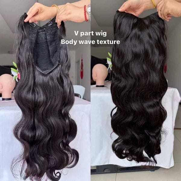 Color: Auburn - V Part Wigs Human Hair Body Wave Glueless Wigs Human Hair 100 Half Wigs With Clip In 5X5 Hd Lace Closure Wig Beginner Friendly W251023