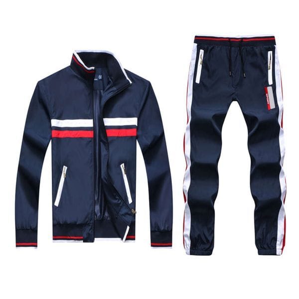 Color: White - Size: 2XL - Men tracksuit Small horse Mens Sportswear casual Jacket + Sports Pants Sports Kit Athletic Wear Track Suit Training Gear Active Outfit Running Clothes Jogging Suit