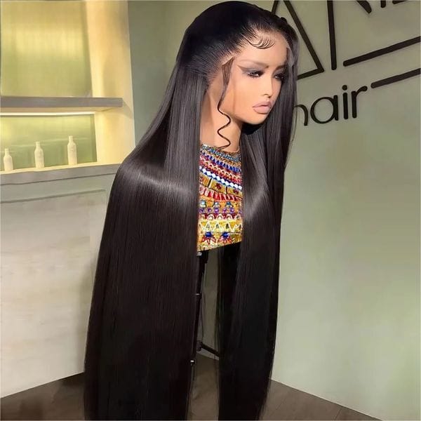 Color: HD Transparent Lace Wig - 13x4 Straight HD Lace Wig Vietnamese Gluelesss Human Hair Lace Frontal Wig Pre-Cut Super Double Drawn Natural Black Human Hair Wigs Preplucked Ready To Wear