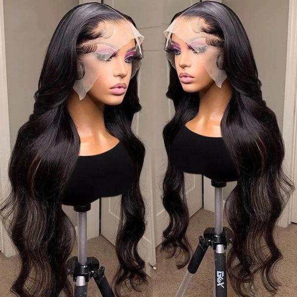 Color: Ombre Color - HD Transparent 13x6 Body Wave Front Human Hair Brazilian 30 inch Wear Go Glueless Wig 13x4 Lace Frontal Wigs For Women