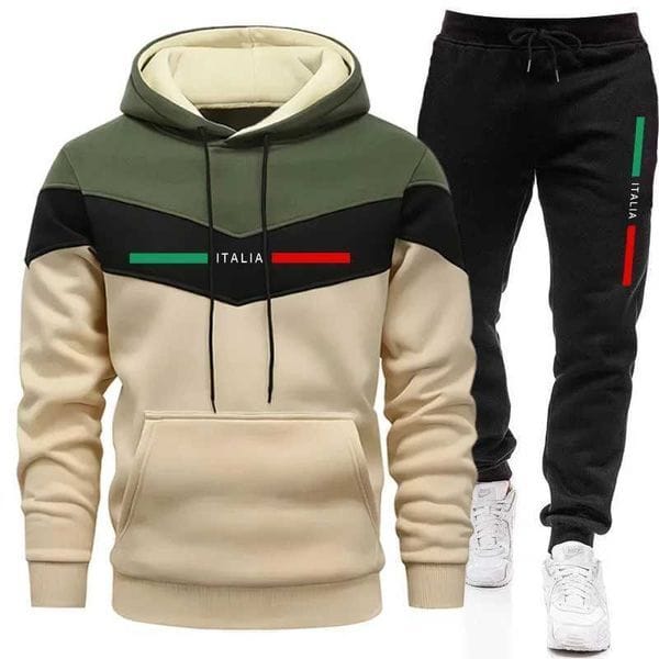 Color: Black Pants - Size: S - Autumn Winter Men Sporty Jogger Set Hoodies Sweatshirt Casual Urban Fashion Tracksuit Hooded Sweatpants Italy Printed OutfitsT251101