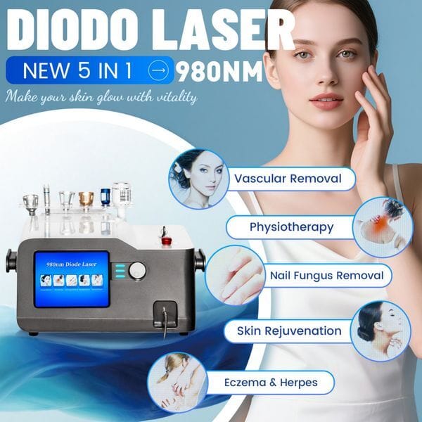 Professional 980nm Laser Vascular Removal Device With Nail Fungus Treatment Skin Tightening Eczema Relief And Cold Hammer For Salon Use