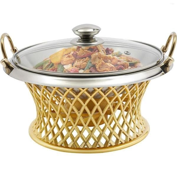 Color: A1 - Plates BYMAOCAR Buffet Chafing Dish Round With Lid BBQ Tool For Wedding Event Party Holiday