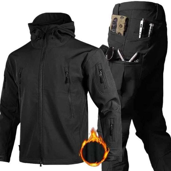 Color: Green Sets - Size: S for 5055kg - 2025 Waterproof Sets Men Outdoor Multi-pocket Wear-resistant Tactical JacketsStraight Cargo Pant 2 Pcs Suits Tactical SetsT251111