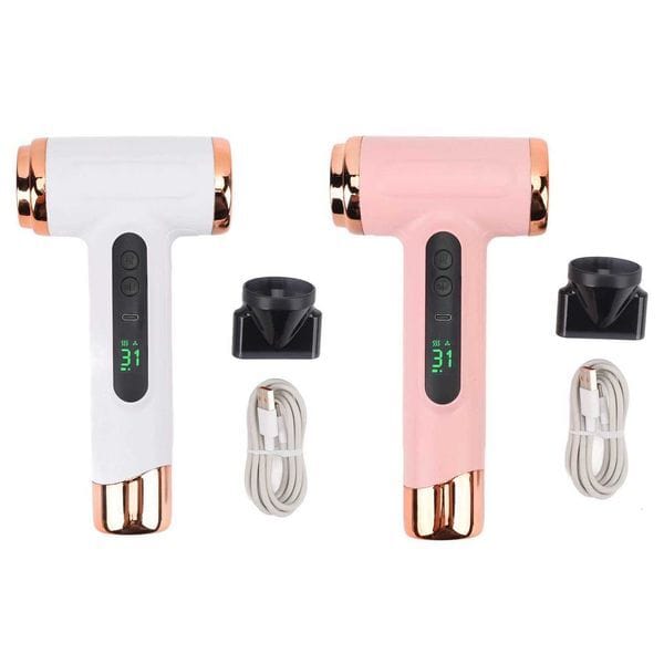 Color: A_Color - Hot and Cold Air Hair Dryer Mti Modes 15000mAh Lightweight Ergonic Grip Cordless Hair Dryer 200W with Nozzle for He H251111