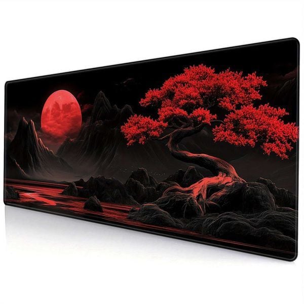 Red Moon Anime Table Pad Large Japanese Gaming Mouse Pads Anti-Slip Rubber He Off Eed Keyboard Protection mat Carpet H251112