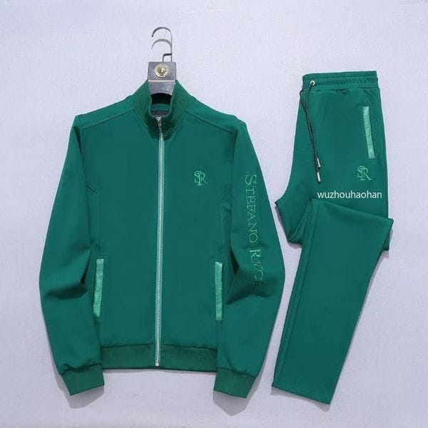 Color: Green - Size: M - Luxury Two Piece Set Men Embroidered Sportswear Suit Casual Sportswear Tracksuits SR1289
