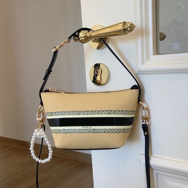 Color: Sky Blue - Designer Storage Women Lady DIY Shoulder Bag with Chain Pearl Classic Cosmetic Beauty Pouch Makeup Organizer VIP Gift Box