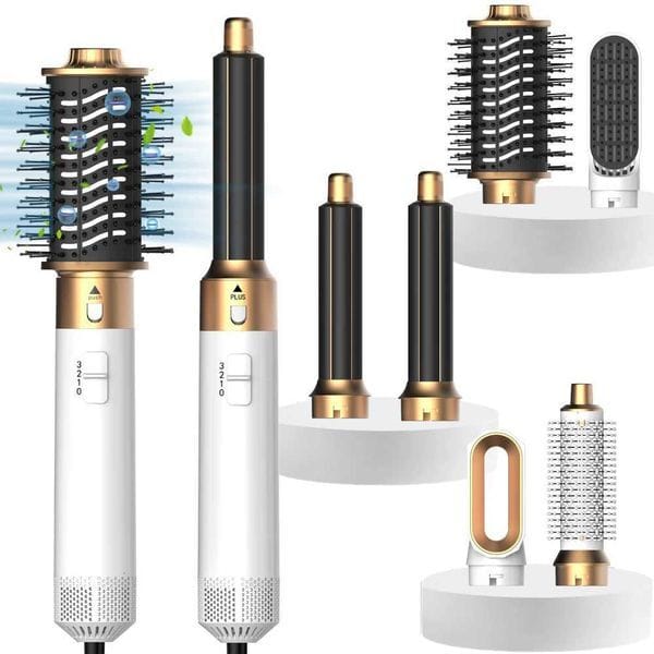 6 in 1 Multifunctional Hair Tool Blow Dryer Curler Ionic Hot Air Brush Straightener with Detachable Head K251121