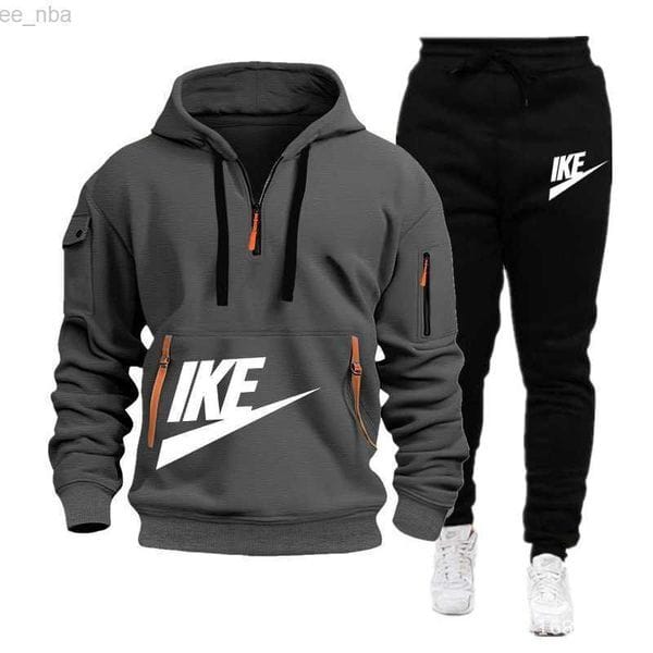 Color: DarkRed - Size: 3XL - Men Sets Luxury Tracksuit Cardigan Sweatsuits Pants Man Clothing Sweatshirt Casual Tennis Sport Fashion Sweat Suits