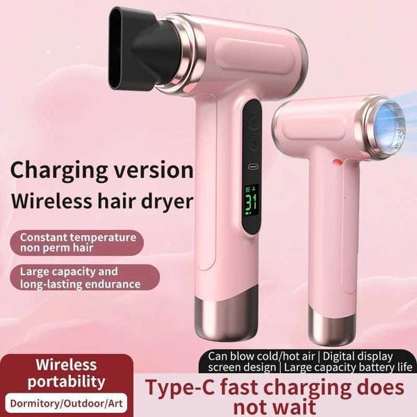 Color: White - Xiai Wireless Hair Dryer With 30000 Rpm Dry USB Charging For Children/Outdoor/Student Dormitory e Light Wireless Hair Dryer Y251202