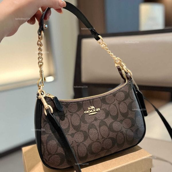 Color: 24_ Color - Teri Bag Designer Bag Luxury Bag Tote Bag Women Classic Old Flower Shoulder Bag Crossbody Bag Casual Handheld Chain Bag Half Moon Bag Smooth Leather Shoulder Bag