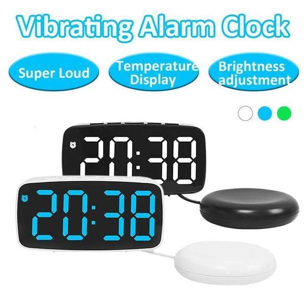 Super Loud Vibrating Alarm Clock LED Table Clock with Brightness Adjustment Desktop Clock for Heavy Sleeper Deaf Hard of Hearing M251205
