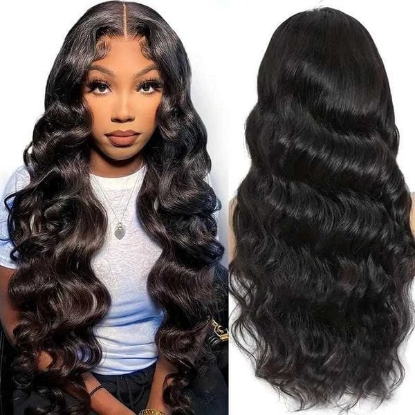 Color: Black - Front Lace Black Long Curly Wig for Women Fashionable Hot Girl Big Wave Full WigW251205