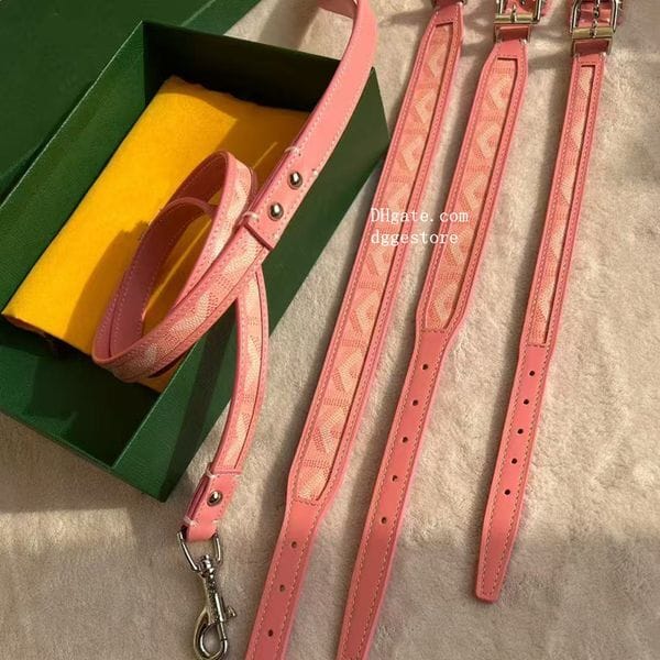 Color: Pink - Size: S:Neck 26-34cm - Designer Dog Collar Leash High End Hardware Accessories Adjustable Durable for Small Medium Dogs West Highland Terrier Corgi Pomeranian Luxury Dog Birthday Gift
