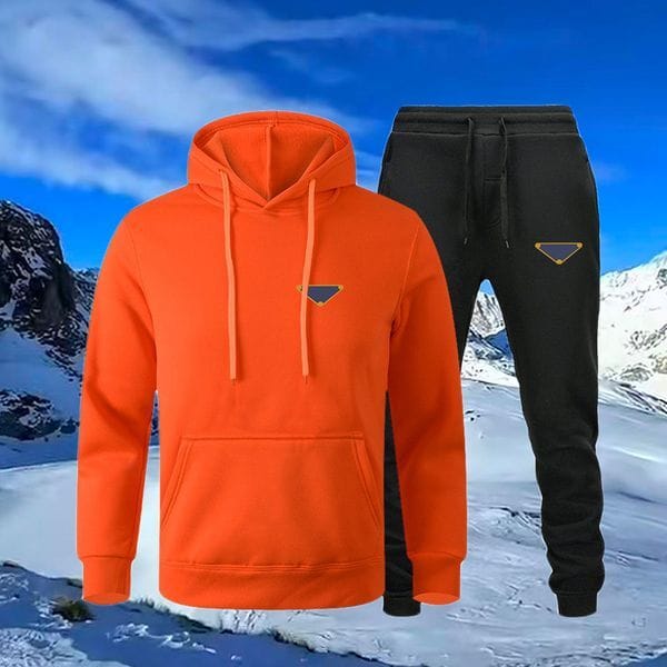 Color: Orange - Size: L - Adult: yes - Fashion Tracksuit Designer Mens Hoodie Long Pants Sweatshirt Hoodies Womens Hoody Pullover Long Sleeve Streetwear Cotton Tech Fleece Pink Hoodie