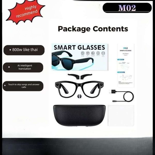M02 Smart Glasses Support 8 Megapixel Camera Ai Real-time Translation Local Storage Recording + Video Recording Function