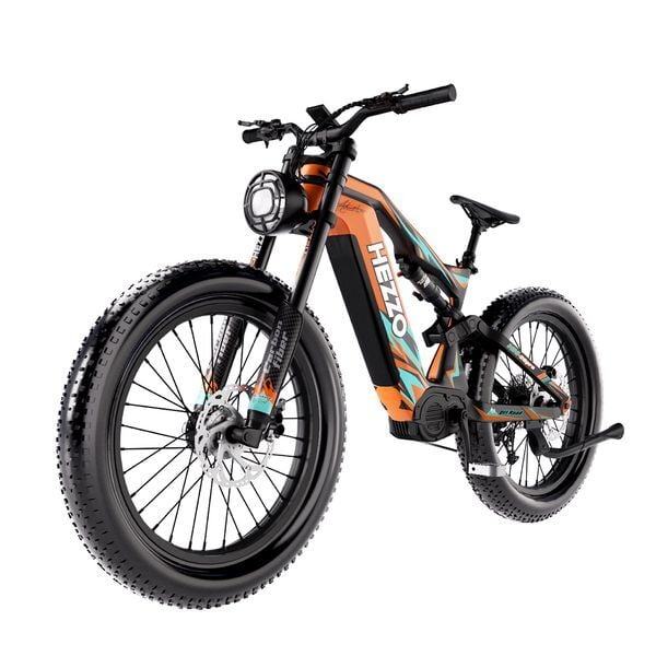 Color: Orange - HEZZO K9 Carbon Fiber Ebike 1000W 52V Bafang Middrive Electric Bike 160Nm 21Ah 43Mph 56Miles Long Range 26Inch Fat Tire Emtb