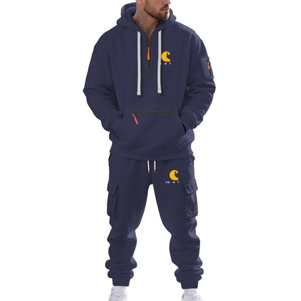 Color: Gray - Size: XL - Adult: yes - Designer Men's Tracksuit Print Letter Thickened Hoodie Joggers Vintage Hip Hop Casual Loose Sweatshirt Sweatpants Set Men Streetwear