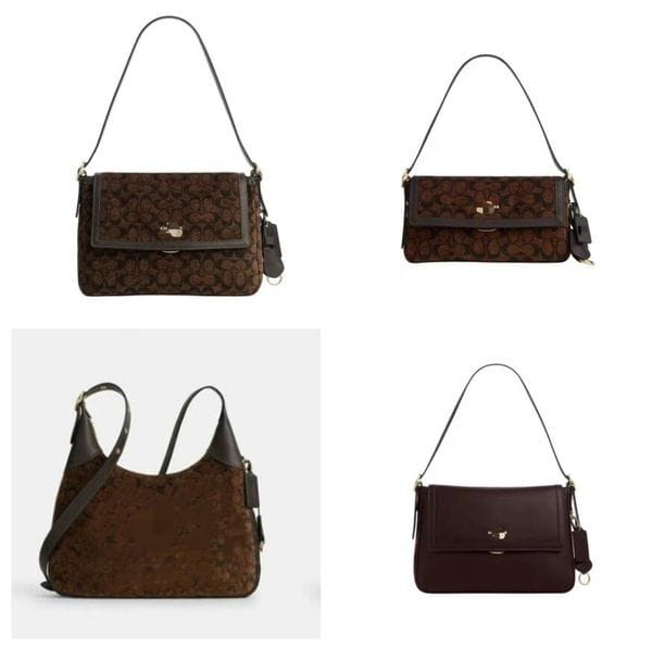 Color: 4.-Wine red - chain shoulder desinger womens 10a luxury handbag vintage hot stamp Genuine leather woman Small square Old flower material Tabby 26 Crossbody bag CCE58