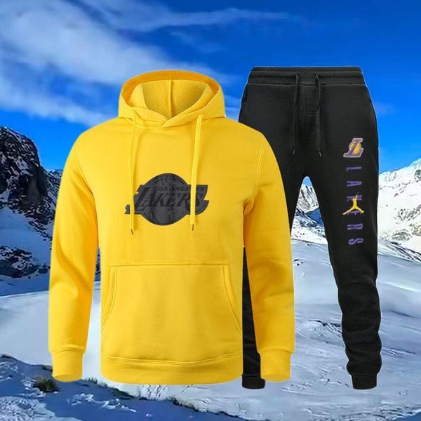 Color: Orange - Size: L - Adult: yes - Men Casual Loose Sports Vintage 2pcs Set Tracksuit Hoodies Straight sweatpants Hip Hop Hooded Pullover Trousers Y2k Streetwear 2025