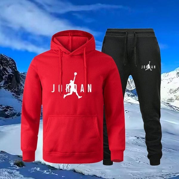 Color: Indigo - Size: 2XL - Adult: yes - Men's Tracksuits Two-piece Set Casual-neck Long-sleeved Hooded Sweatshirt And Sport Pants Suitable For Winter Autumn Sportswear