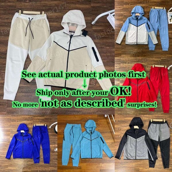 Color: White - Size: M - Tracksuit Men Designer Tech Fleece Color Blocking Design Soft Handfeel Brand Logo Printing montirasae Tracksuit Windrunner Jacket And Pants Set Casual Athleisure
