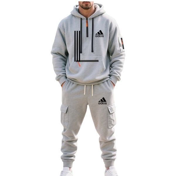 Color: Black - Size: 2XL - Adult: yes - Men's Autumn and Winter Pullover Hoodies and Jogging Pants, Fashionable Outdoor Jogging Sets, and Casual Loose Sportswear Sets