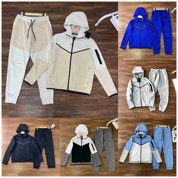 Color: Beige - Size: L - Designer neke Tracksuits Tech Jackets Pants Suit Men Sportswear Fleece Sweatsuits For Man Gym Outfit Pullover Sweatshirts Trousers Women Fitness