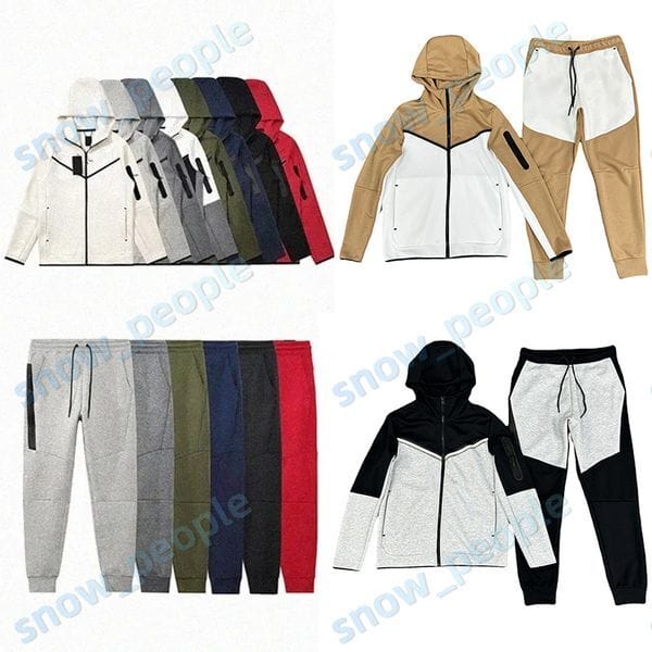 Color: White Two-piece set - Size: Asian Size L - Designer Mens Tech Fleece tracksuit Jackets Pants Set Womens Sportswear Fleece Sweatsuits For Man Gym Outfit Sweatshirts Trousers Women Fitness jersey suit