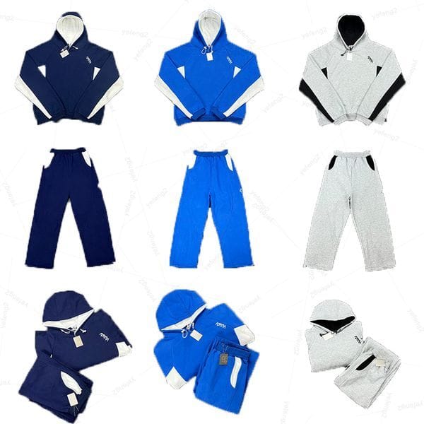 Color: Pants-2007 - Size: S - Mens tracksuits mertra tracksuits patchwork embroidered loose autumn and winter mens and womens hooded sweatshirt