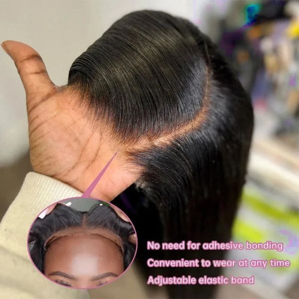 Color: Ombre Color - Wear Go Glueless 34 Inch Bone Straight 13x4 Frontal Human Hair Pre plucked 360 Transparent HD Lace Front Wig Syntthetic