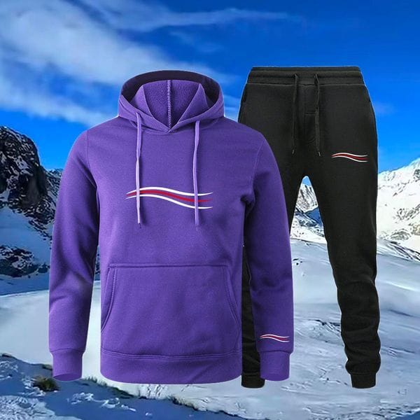 Color: Purple - Size: S - Adult: yes - designer Winter Brand Hoodie Sets Men Fashion Fleece White Black Hoodies Pants Casual Jogger Suit Tracksuit Sweatshirt Woman Pullover
