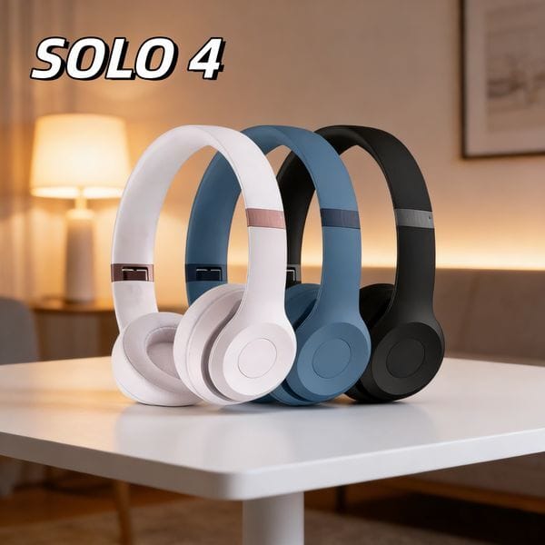 Color: Blue - The new model is compatible with SOLO 4, features a foldable design, and offers powerful bass. It's a wireless Bluetooth headset with pop-up pairing support.