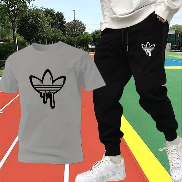 Color: Indigo 02 - Size: L - Adult: yes - Summer Men's Tracksuits Casual Round Neck ShortSleeved Print TShirt Fashion Pants Suits Summer Loose Mens TwoPiece Sets Sportwear 2026