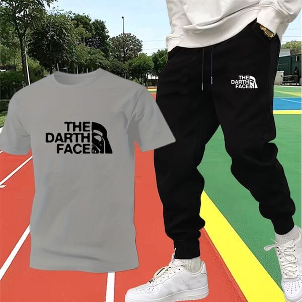 Color: Indigo - Size: L - Adult: yes - Men's Tracksuits Summer Fashion Tracksuit Set For Men 4 Colors Letter Print 2 Piece Outfit Short Sleeve T Shirt Trousers Sport Suit Oversized Clothes