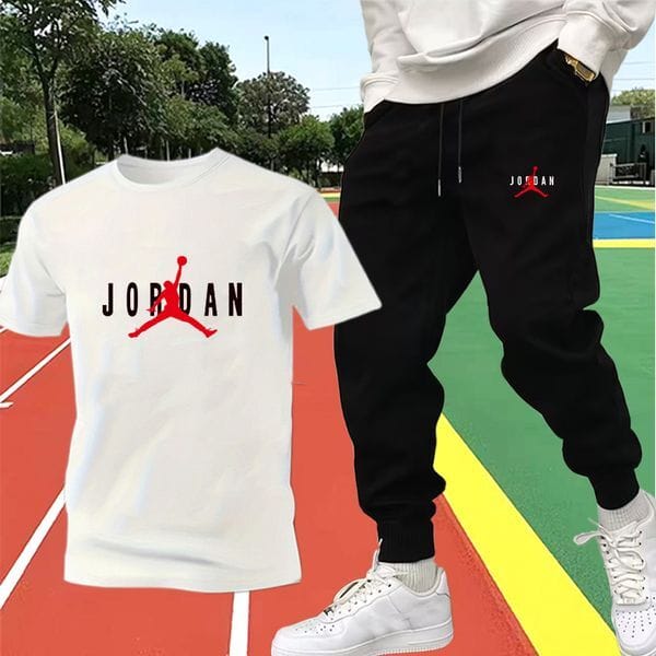 Color: Black - Size: M - Adult: yes - 2025 Summer Men's Short-Sleeve and Pants Set Breathable Soft Casual Daily Outfit | Comfortable Loose Fit Beach Vacation Two-Piece Suit For Men