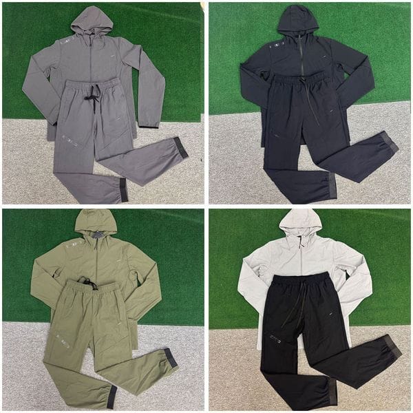 Color: A34 - Size: 2XL - Brand sports suit designer men sportswear set outdoor Trcrsuits track and field training set full zipper hooded top quick drying Joggers